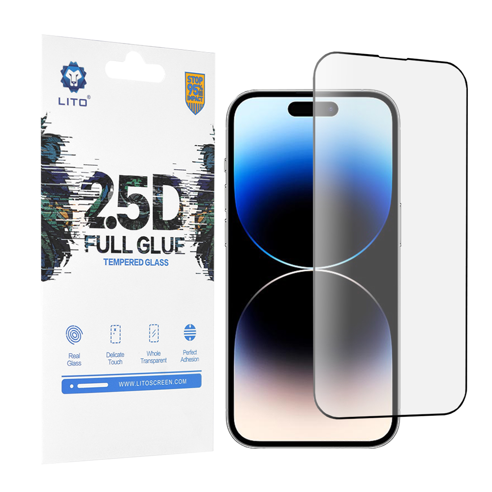 Калъф за iPhone 14 Pro - Lito 2.5D FullGlue Glass - Черен