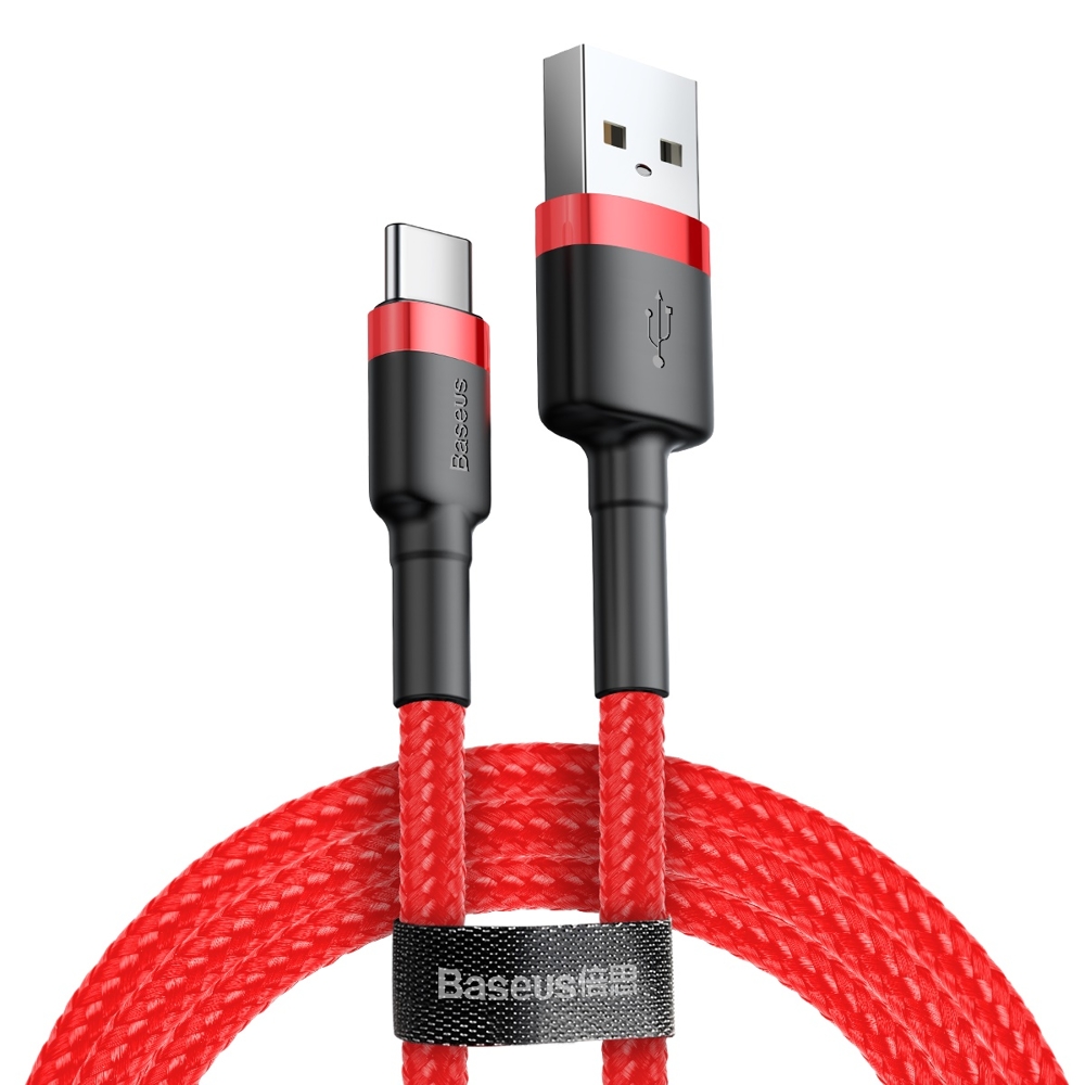 USB Type-C Data Cable, 3A, 480Mbps, 0.5m - Baseus Cafule (CATKLF-A09) - Червен