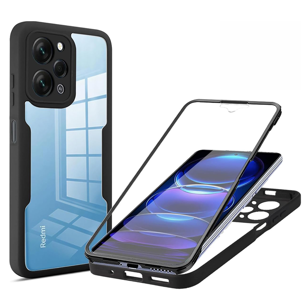 Калъф за Xiaomi Redmi 12 4G + Капак - Techsuit ColorVerse 360 Series - Черен