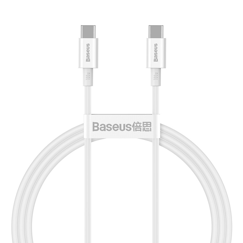 Кабел за данни Type-C към Type-C 100W, 1m - Baseus Superior Series (CATYS-B02) - Бял