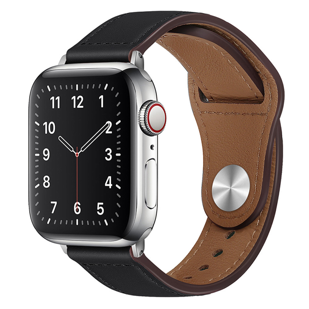 Мъжка каишка Apple Watch за Apple Watch 1/2/3/3/4/4/5/5/5/6/6/7/8/9/9/10/10/11/SE/SE 2/SE 3 (38/40/41/42 мм) - Каишка за часовник Techsuit (W033) - Черна