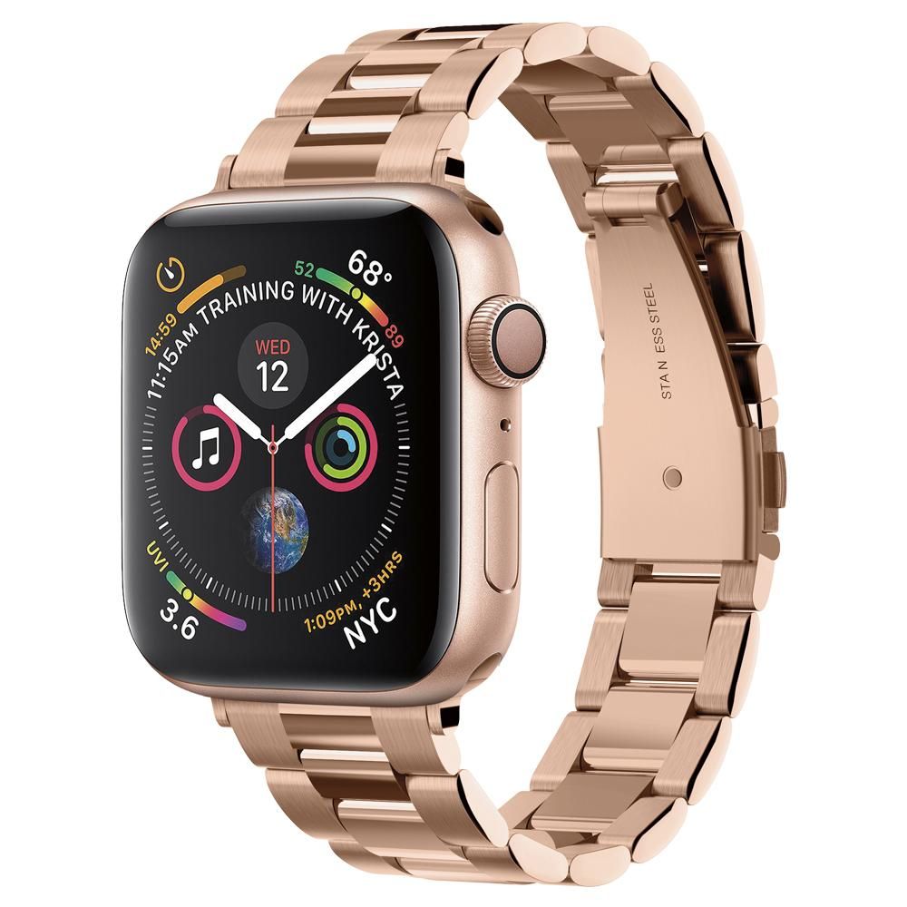 Каишка за Apple Watch 1/2/3/3/4/4/5/5/6/6/7/8/7/8/9/10/10/SE/SE 2 (38/40/41/42 мм) - Spigen Modern Fit (061MP25944) - розово злато