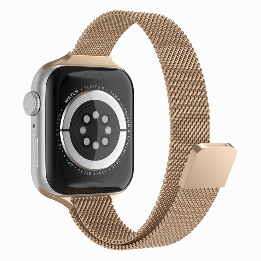 Каишка за Apple Watch 1/2/3/3/4/4/5/5/5/6/6/7/8/7/8/9/9/10/11/SE/SE 2/SE 3/Ultra/Ultra/Ultra 2/Ultra 3 (42/44/45/46/49 мм) - Каишка за часовник Techsuit (W034) - Злато