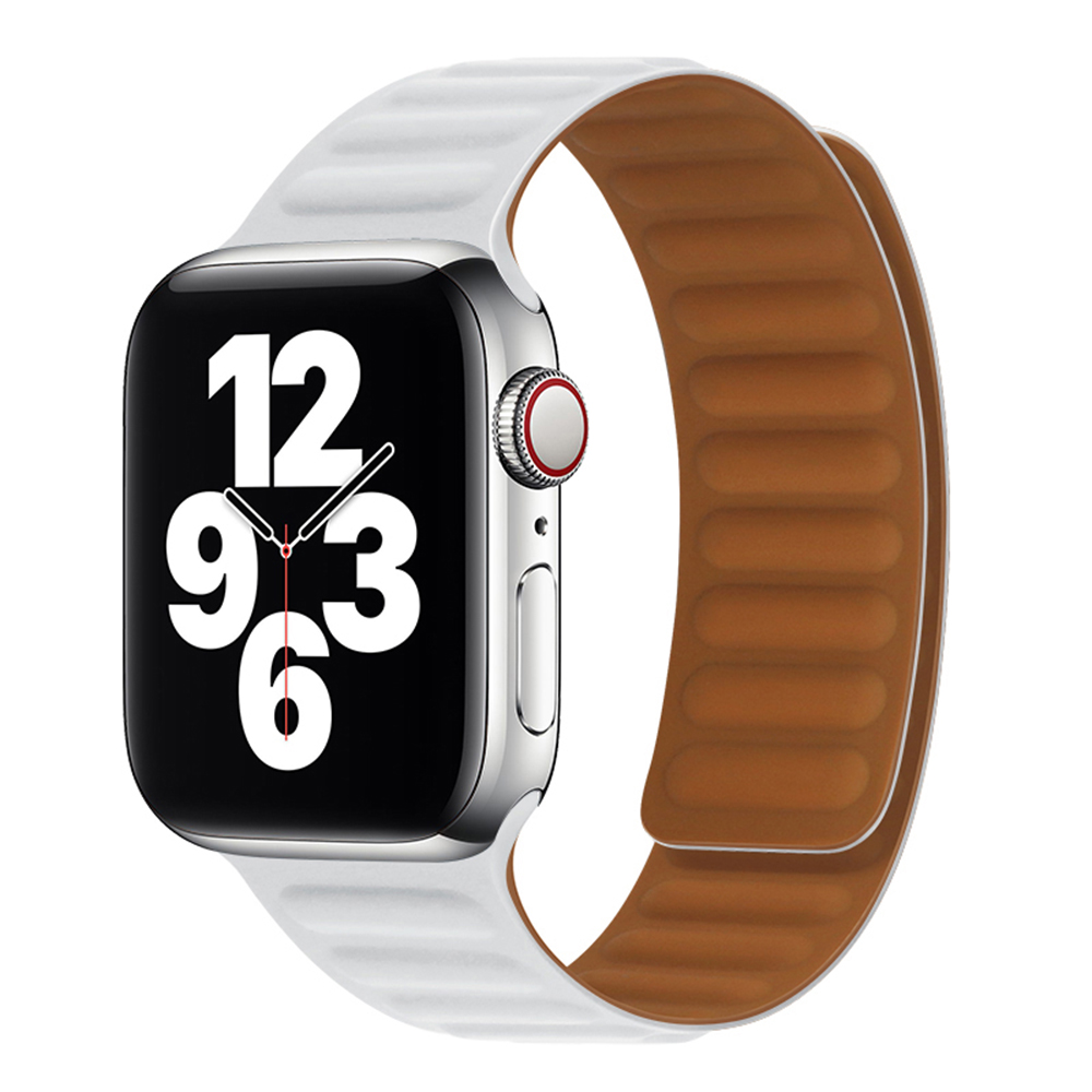 Каишка за Apple Watch 1/2/3/3/4/4/5/5/5/6/6/7/8/7/8/9/9/10/11/SE/SE 2/SE 3/Ultra/Ultra/Ultra 2/Ultra 3 (42/44/45/46/49 мм) - Каишка за часовник Techsuit (W035) - Бяла