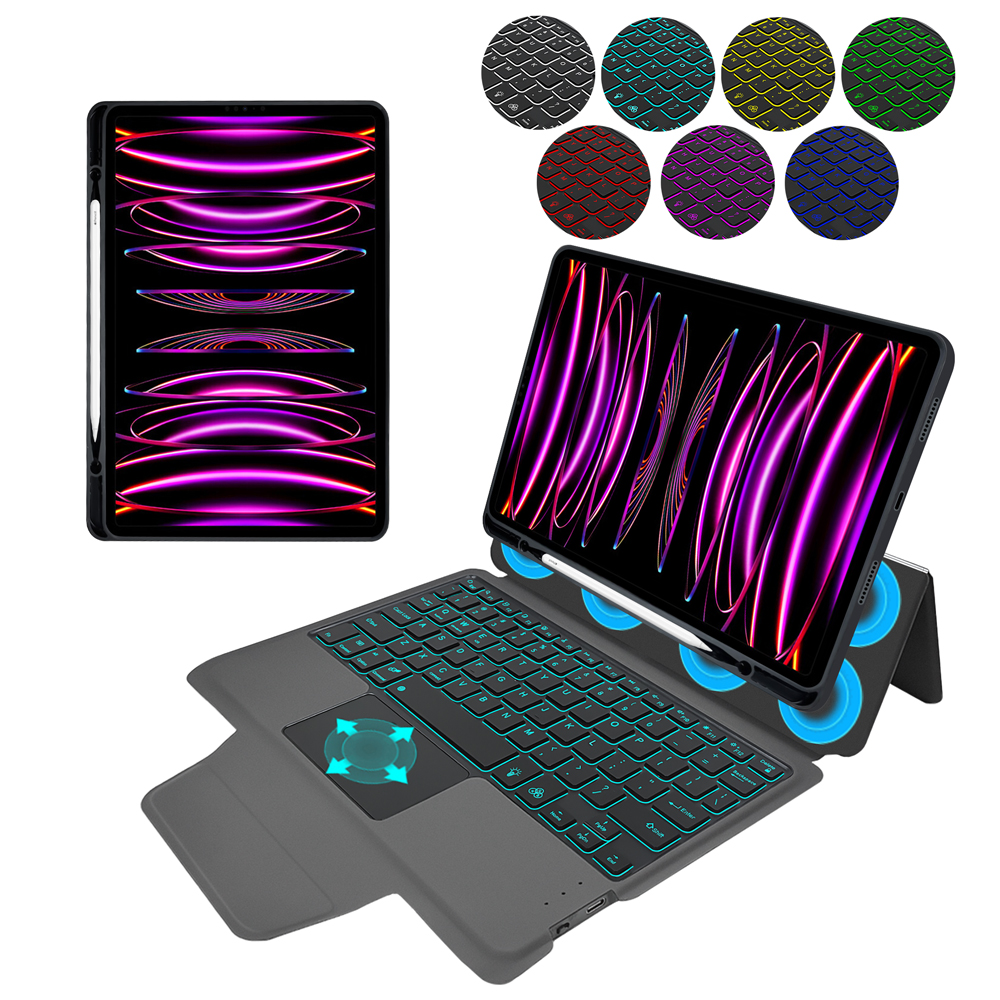 Калъф с клавиатура за iPad Pro 11 (2018 / 2020 / 2021 / 2022) + капак - Techsuit KeyTab Pro - Черен