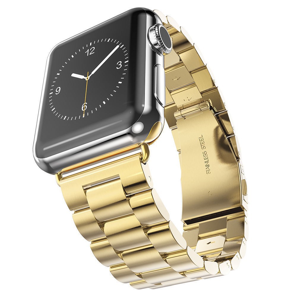 Каишка за Apple Watch 1/2/3/3/4/4/5/5/5/6/6/7/8/7/8/9/9/10/11/SE/SE 2/SE 3/Ultra/Ultra/Ultra 2/Ultra 3 (42/44/45/46/49 мм) - Каишка за часовник Techsuit (W036) - Злато