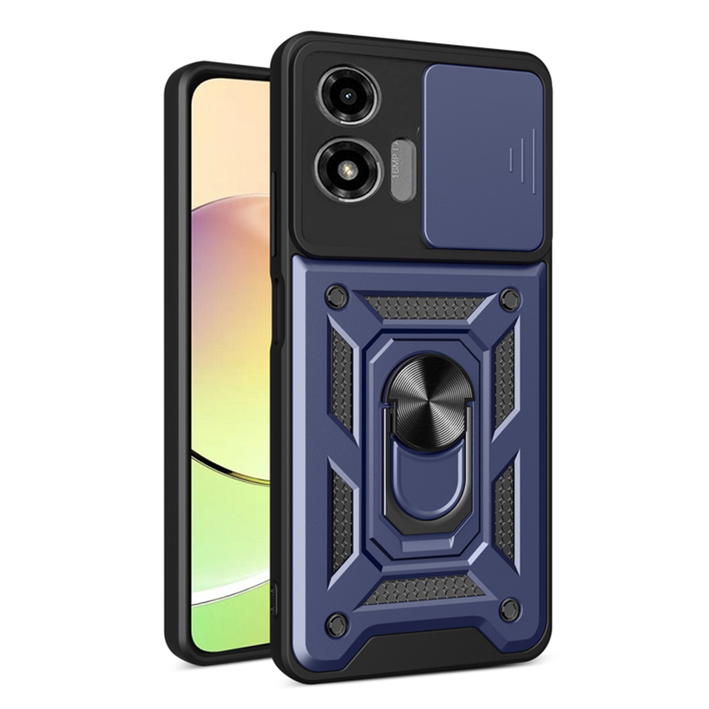 Калъф за Motorola Moto G04 / Moto G04s / Moto G24 / Moto E14 - Techsuit CamShield Series - Син