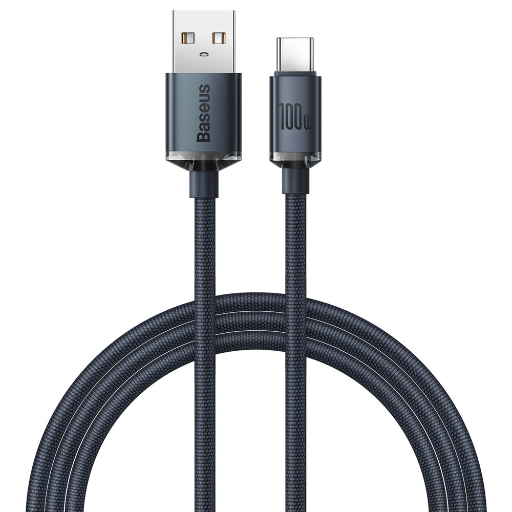 Кабел за данни USB към Type-C 100W, 1.2m - Baseus Crystal Shine (CAJY000401) - Черен