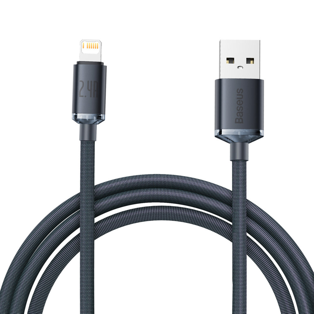 Кабел за данни USB към Lightning 2.4A, 2m - Baseus Crystal Shine (CAJY0001000101) - Черен
