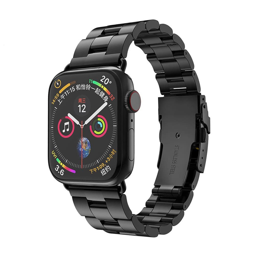 Каишка за Apple Watch 1/2/3/3/4/4/5/5/5/6/6/7/8/7/8/9/9/10/10/11/SE/SE 2/SE 3 (38/40/41/42mm) - Techsuit Watchband (W036) - Черен
