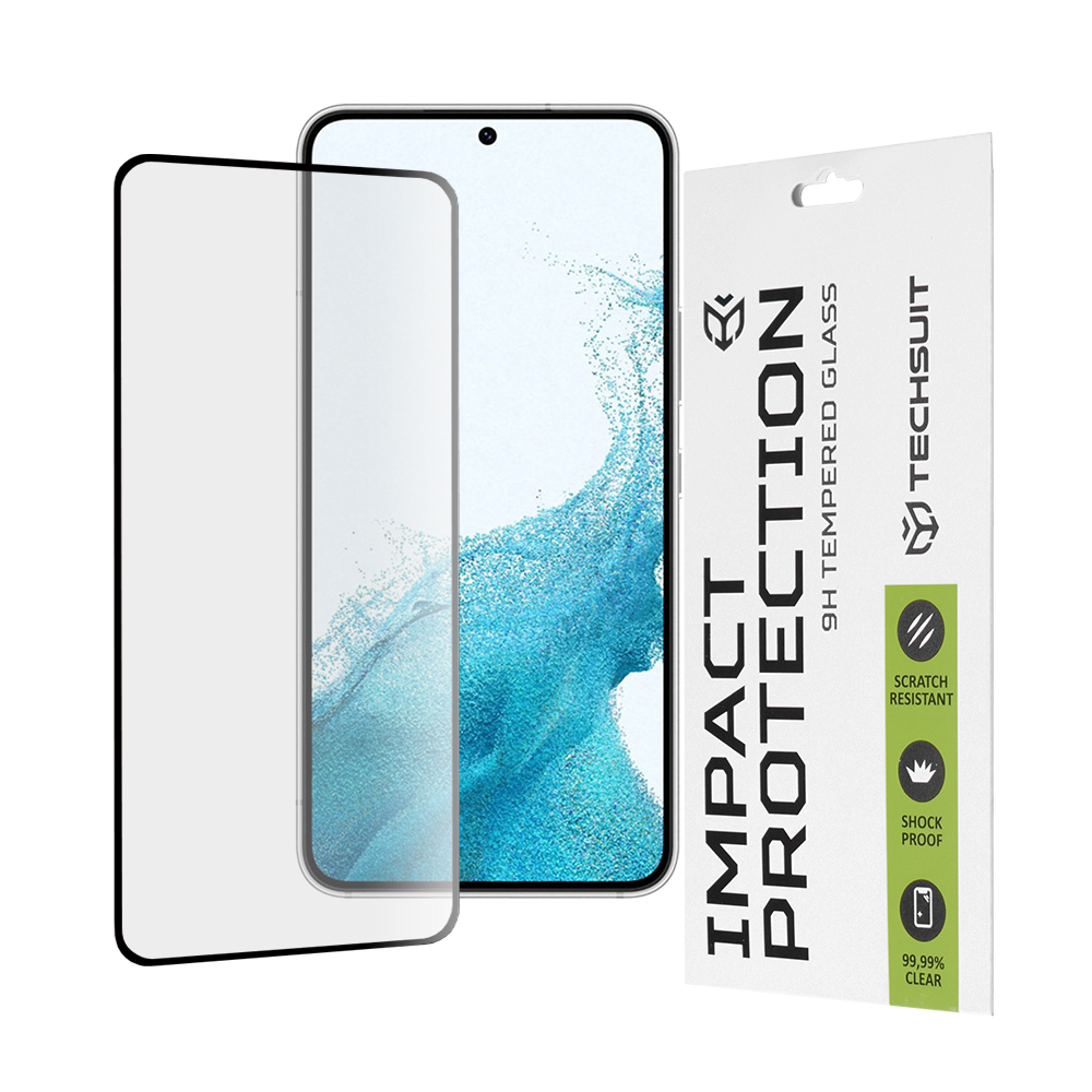 Калъф за Samsung Galaxy S22 5G / S23 - Techsuit 111D Full Cover / Full Glue Glass - Черен