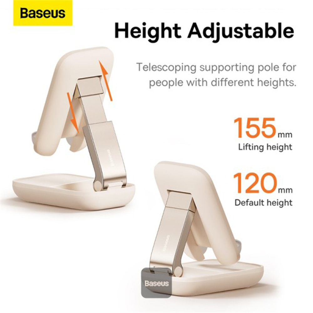 Baseus - Desk Holder Seashell Series (B10551501411-00) - with Make-up Mirror, Foldable, Height Adjustable - Beige