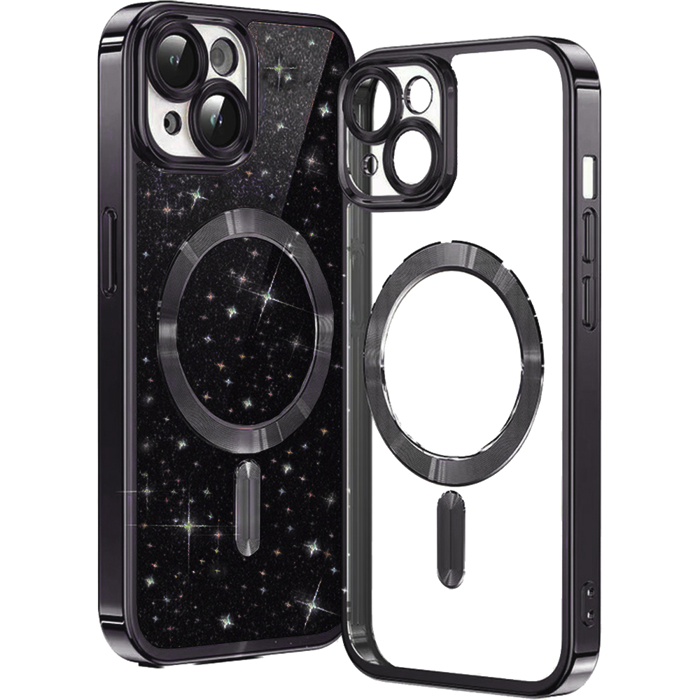 Калъф за iPhone 13 - Techsuit Luxury Glitter MagSafe - Черен