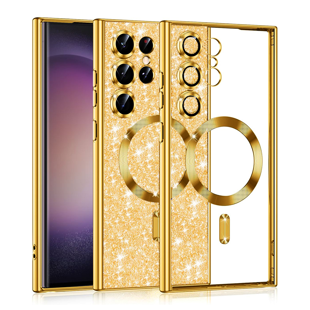 Калъф за Samsung Galaxy S23 Ultra - Techsuit Luxury Glitter MagSafe - Златен