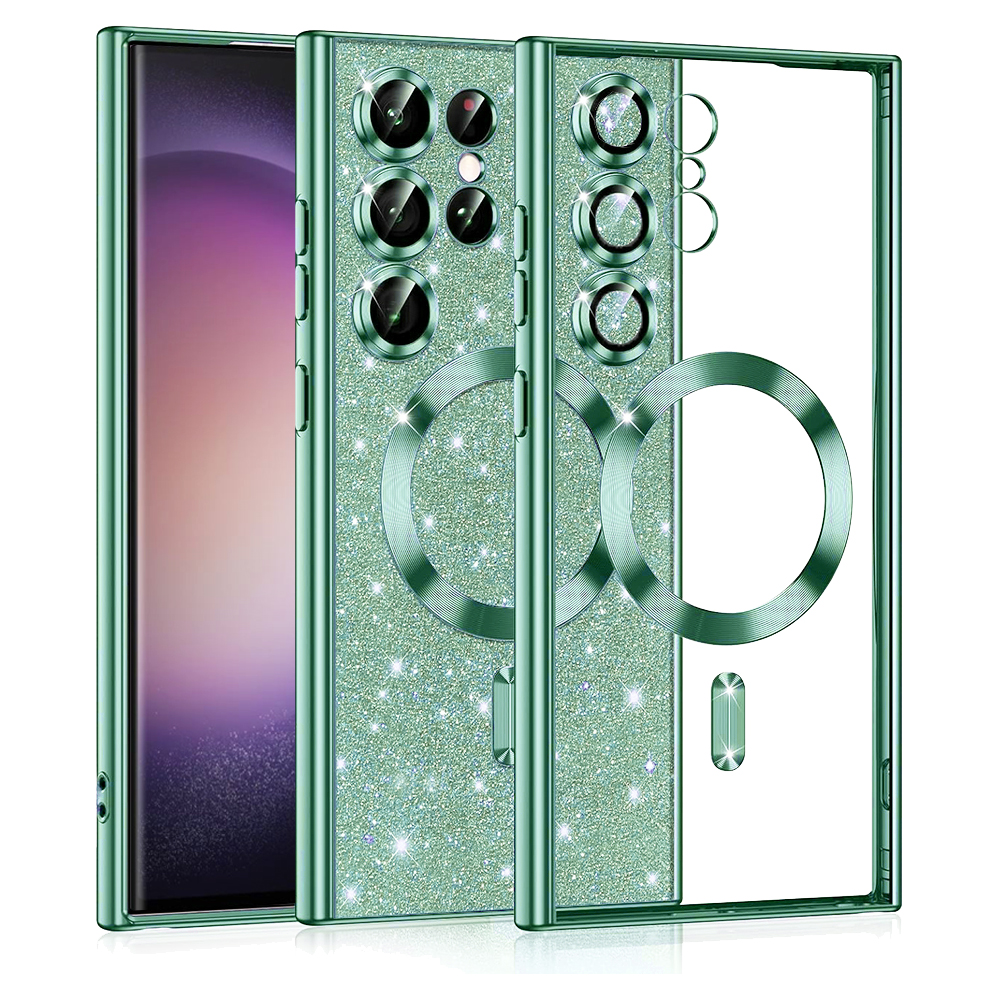 Калъф за Samsung Galaxy S23 Ultra - Techsuit Luxury Glitter MagSafe - Светлозелен