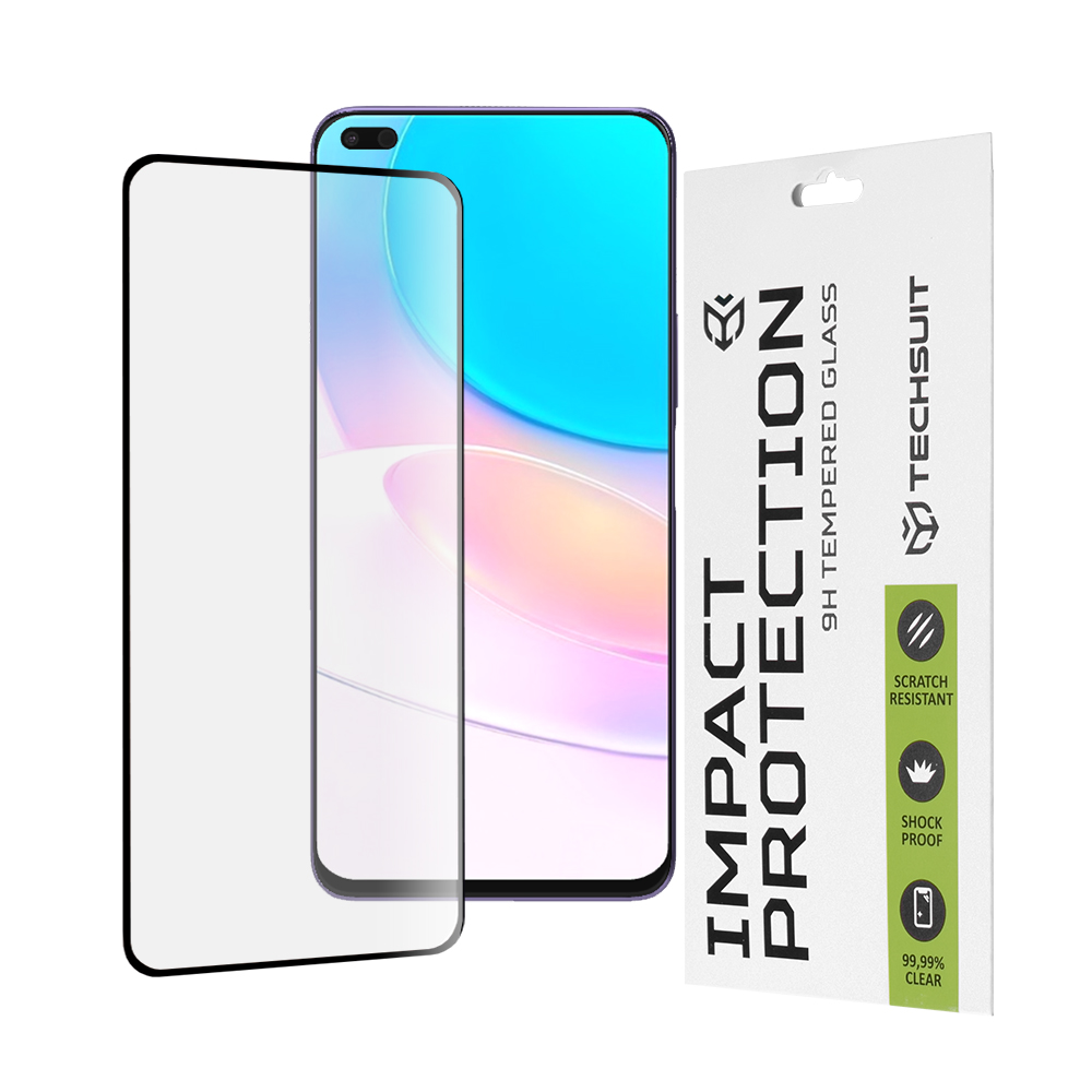 Капак за Huawei nova 8i / Honor 50 Lite - Techsuit 111D Full Cover / Full Glue Glass - Черен