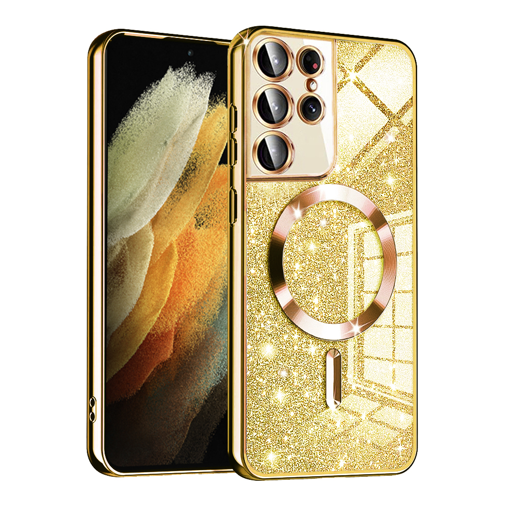 Husă Techsuit Luxury Glitter MagSafe Samsung Galaxy S21 Ultra 5G Auriu