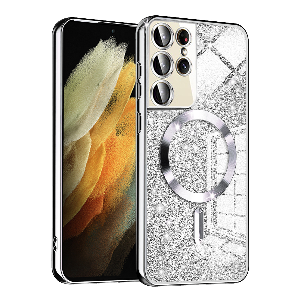 Калъф за Samsung Galaxy S21 Ultra 5G - Techsuit Luxury Glitter MagSafe - Сребрист