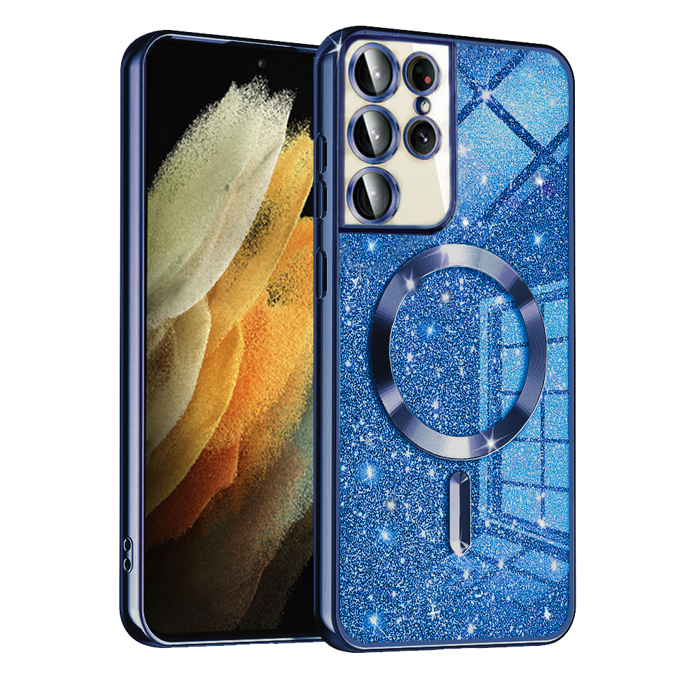 Калъф за Samsung Galaxy S21 Ultra 5G - Techsuit Luxury Glitter MagSafe - Deep Син