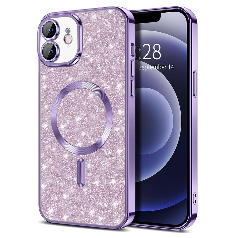 Калъф за iPhone 12 - Techsuit Luxury Glitter MagSafe - Светло лилав
