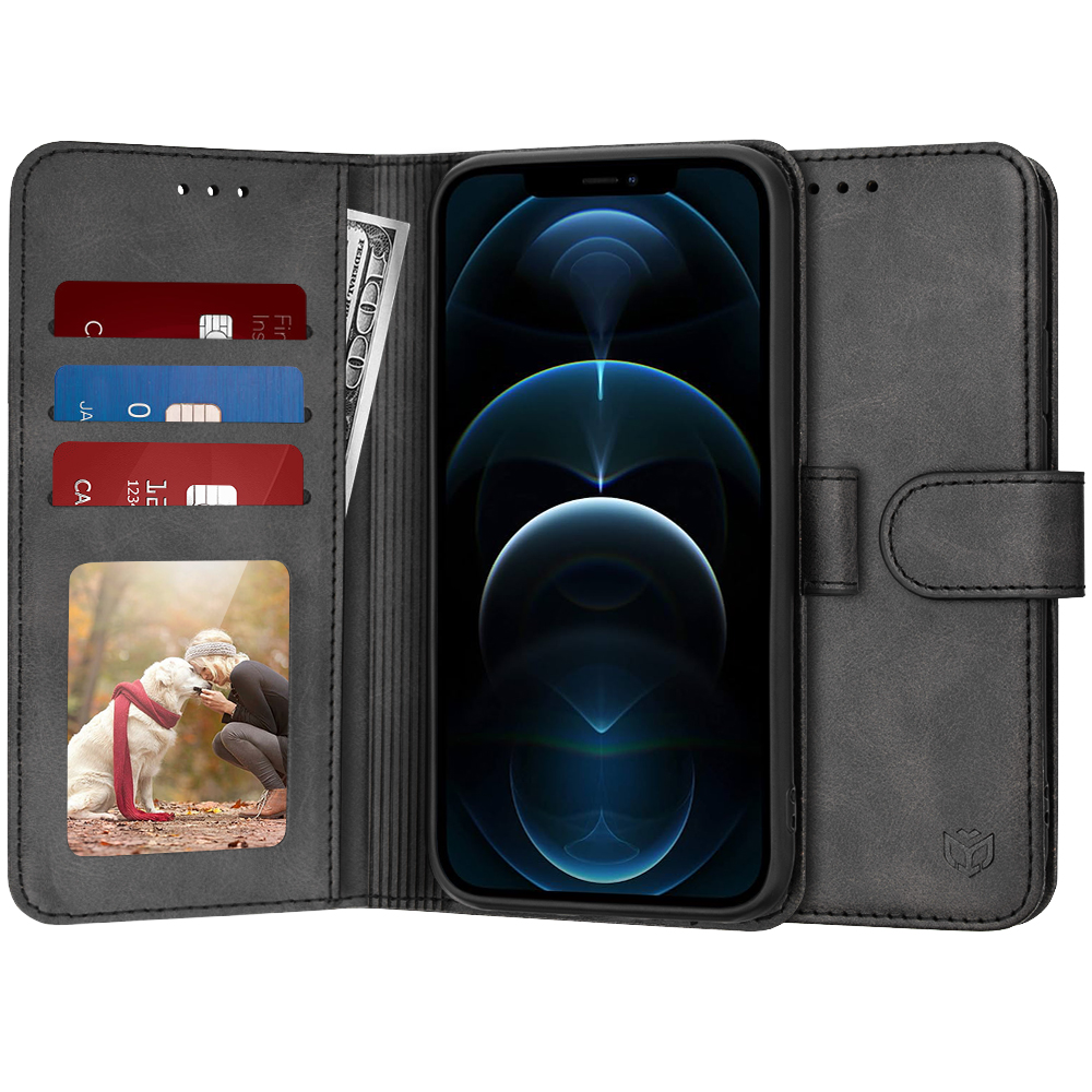 Калъф за iPhone 12 Pro Max - Techsuit Diary Book - Черен