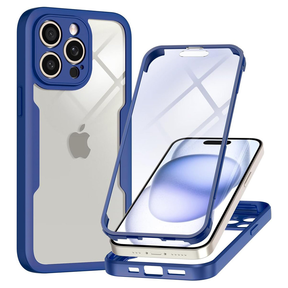 Калъф за iPhone 14 Pro + капак - Techsuit ColorVerse 360 Series - Син