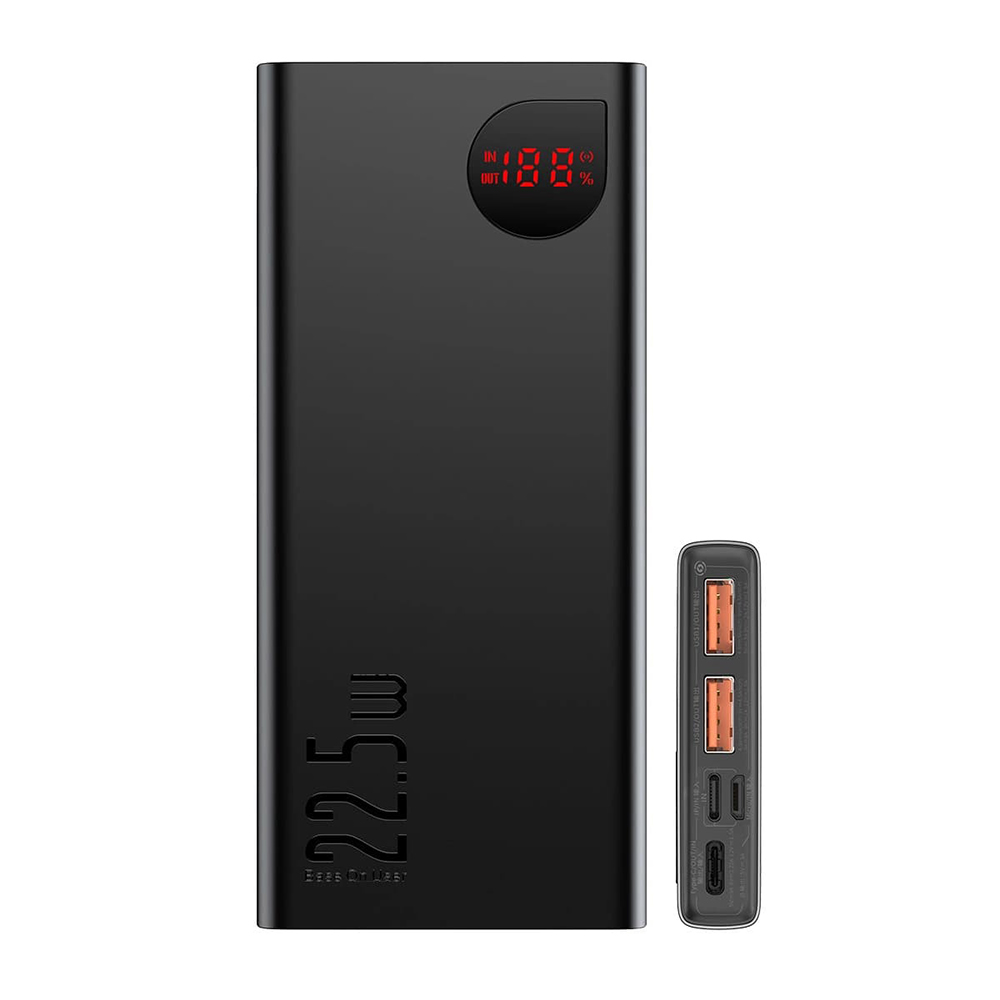 Външна батерия 2x USB, Type-C, Lightning, Micro-USB, Fast Charging, 22.5W, 10000mAh - Baseus Adaman (PPAD070001) - Черен
