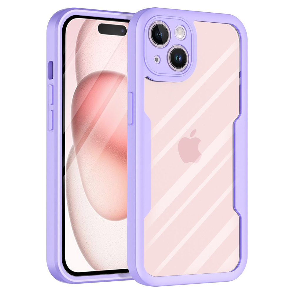 Калъф за iPhone 15 Plus + Капак - Techsuit ColorVerse 360 Series - Лилав