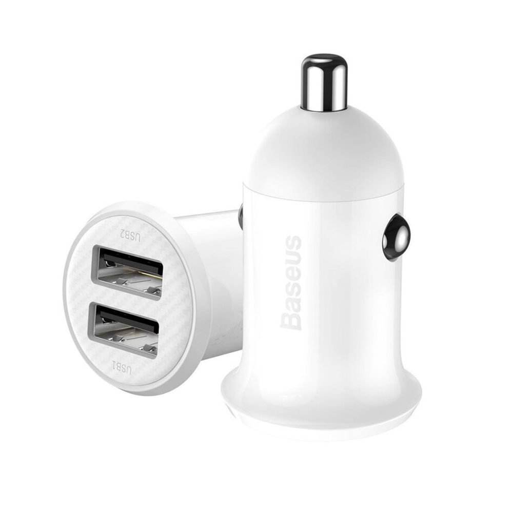Зарядно за кола 2x USB, 4.8A - Baseus (CCALLP-02) - Бяло