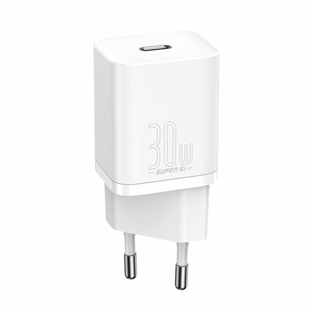 Зарядно устройство Priza, USB-C, 30W - Baseus Super Si (CCSUP-J02) - Бяло