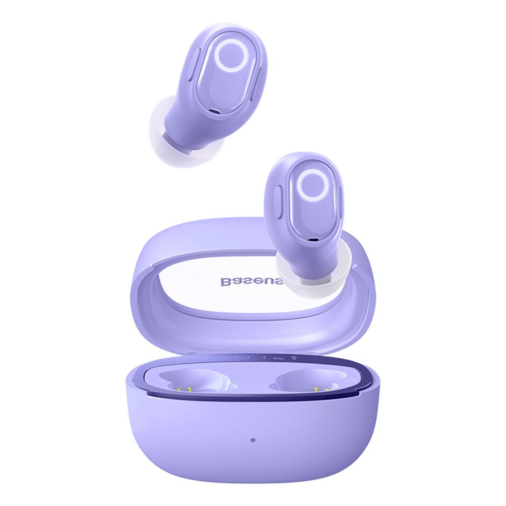 Bluetooth слушалка V5.3 със смарт дисплей, TWS - Baseus WM02+ (NGTWW370305) - лилаво
