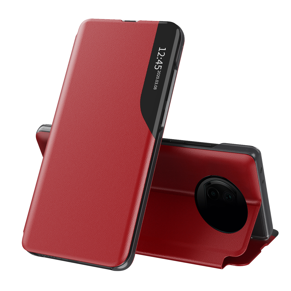 Husa Piele ecologica Policarbonat rosu Xiaomi Redmi Note 9T 5G 80i