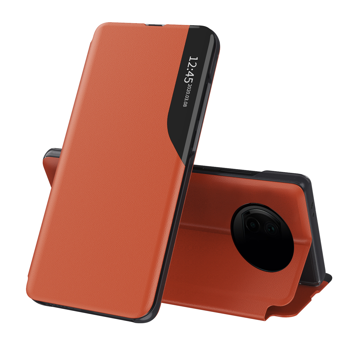 Husa Piele ecologica Policarbonat portocaliu Xiaomi Redmi Note 9T 5G 80h