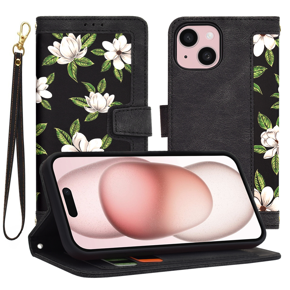 Калъф за iPhone 15 - Techsuit FlipCraft - Flowers of the Dawn