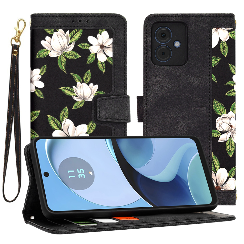Калъф за Motorola Moto G14 - Techsuit FlipCraft - Flowers of the Dawn