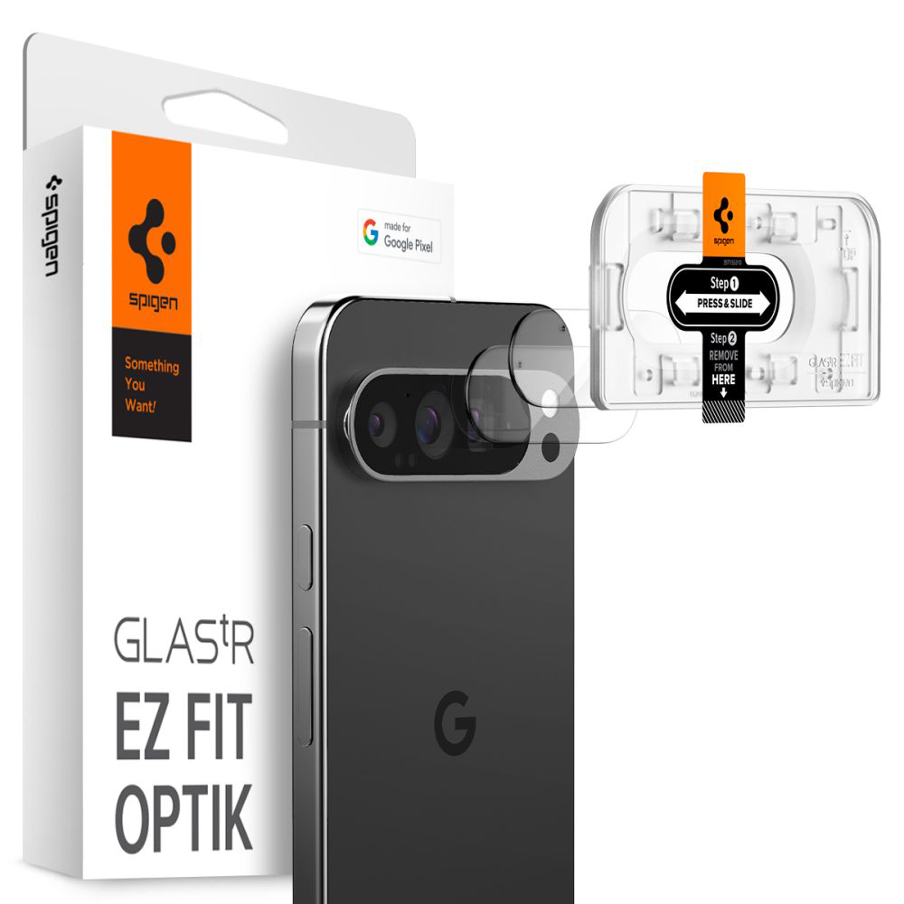 Филм за камера за Google Pixel 9 Pro (комплект 2) - Spigen Glas.tR Optik EZ Fit (AGL08444) - Прозрачен