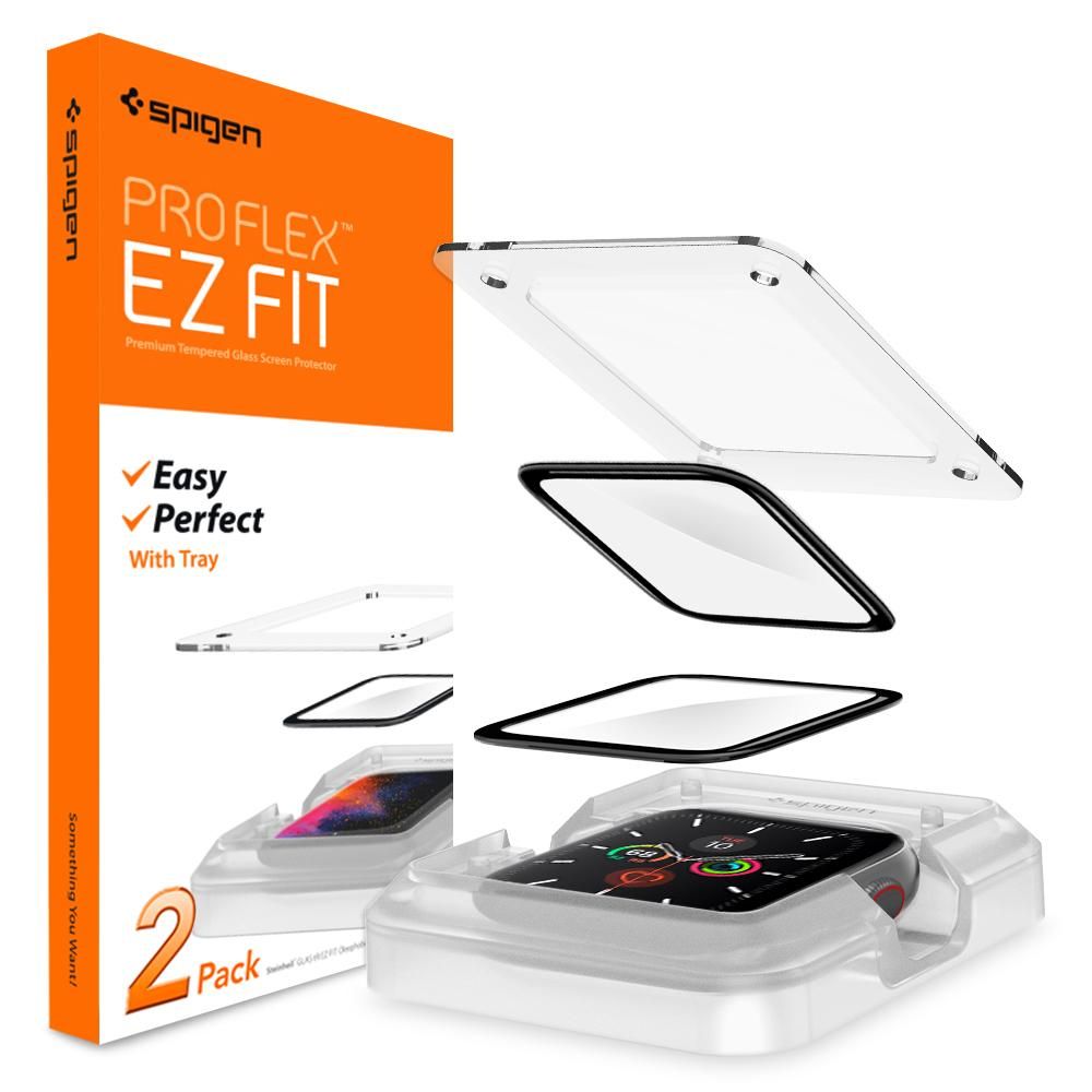Калъф за Apple Watch 4 / 5 / 6 / SE / SE 2 44 мм (комплект 2) - Spigen ProFlex EZ Fit (AFL01220) - Черен