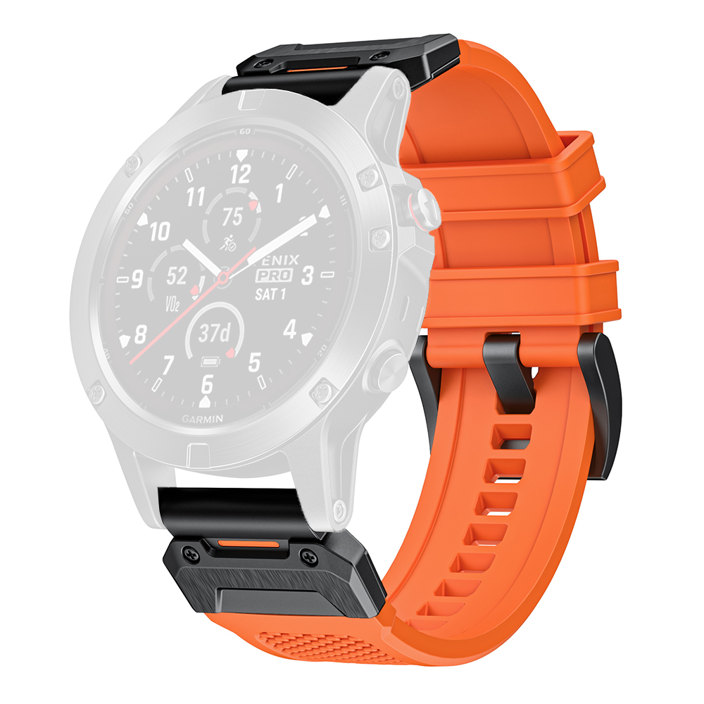 Каишка за Garmin Fenix 3/3 HR/5X/5X Plus/6X/6X Pro/7X/7X/7X Pro Solar - Techsuit Каишка за часовник QuickFit 26 мм (W068) - оранжев / черен