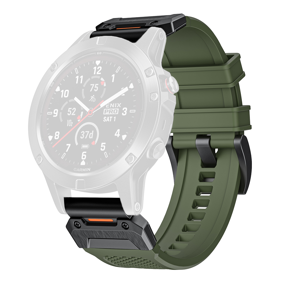 Каишка за часовник за Garmin Fenix 3/3 HR/5X/5X Plus/6X/6X Pro/7X/7X/7X Pro Solar - Techsuit Каишка за часовник QuickFit 26 мм (W068) - зелен / черен