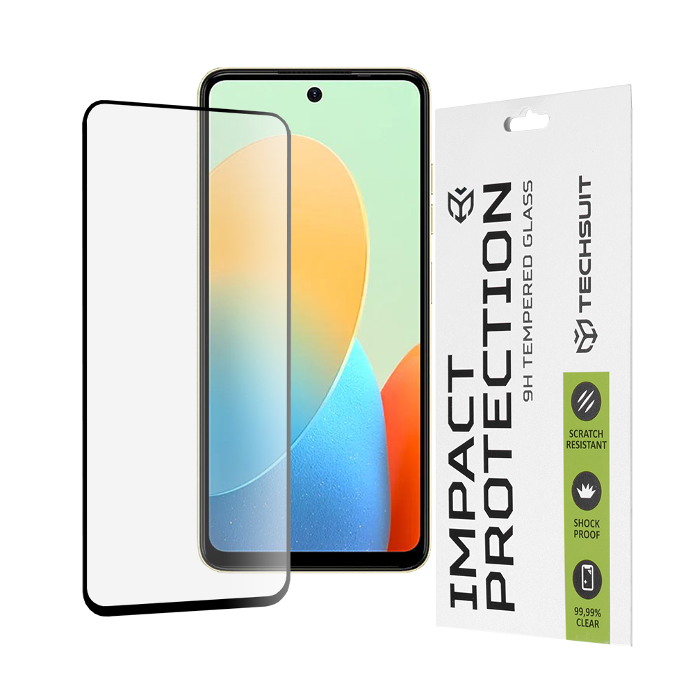 Капак за Tecno Spark Go 2024 / Spark 20 / Spark 20C / Infinix Hot 40i / Smart 8 - Techsuit 111D Full Cover / Full Glue Glass - Черен
