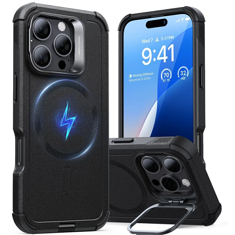 Калъф за iPhone 16 Pro Max - ESR Cyber Armor Kickstand - Черен