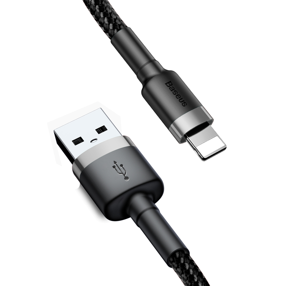 USB към Lighting Data Cable 1.5A, 2m - Baseus Cafule (CALKLF-CG1) - Сиво Черен