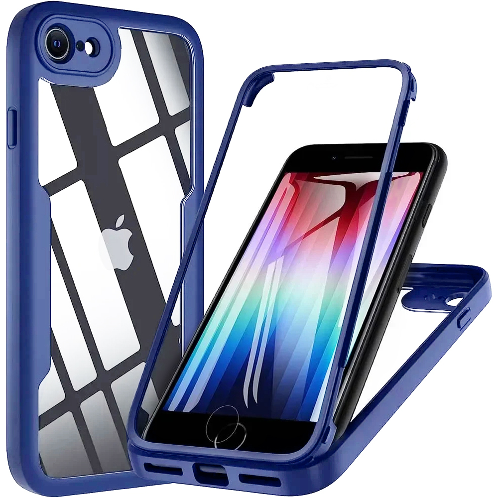 Калъф за iPhone 7 / 8 / SE 2, SE 2020 / SE 3, SE 2022 + капак - Techsuit ColorVerse 360 Series - Син