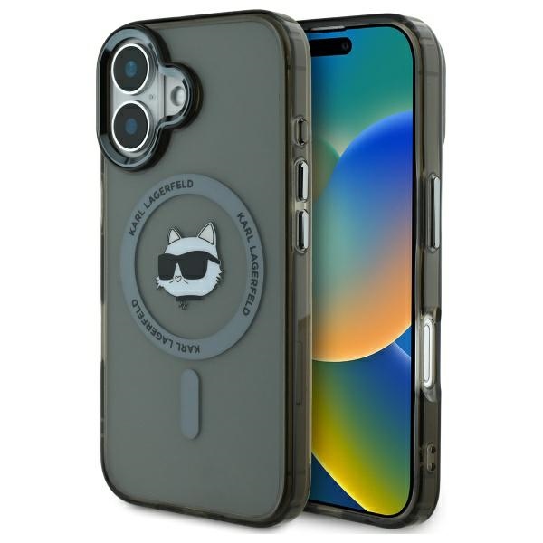 Калъф за iPhone 16 - Karl Lagerfeld IML MagSafe (KLHMP16SHLSCHK) - Choupette`s Head