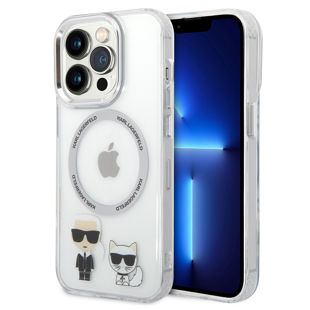 Калъф за IPhone 14 Pro Max - Karl Lagerfeld Hardcase MagSafe (KLHMP14XHKCT) - Прозрачен Karl & Choupette Aluminium