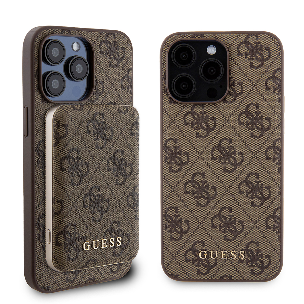 Калъф за iPhone 15 Pro Max - Guess Hardcase Powerbank MagSafe (GUBPM5P1515X4GEMGW) - Кафяв