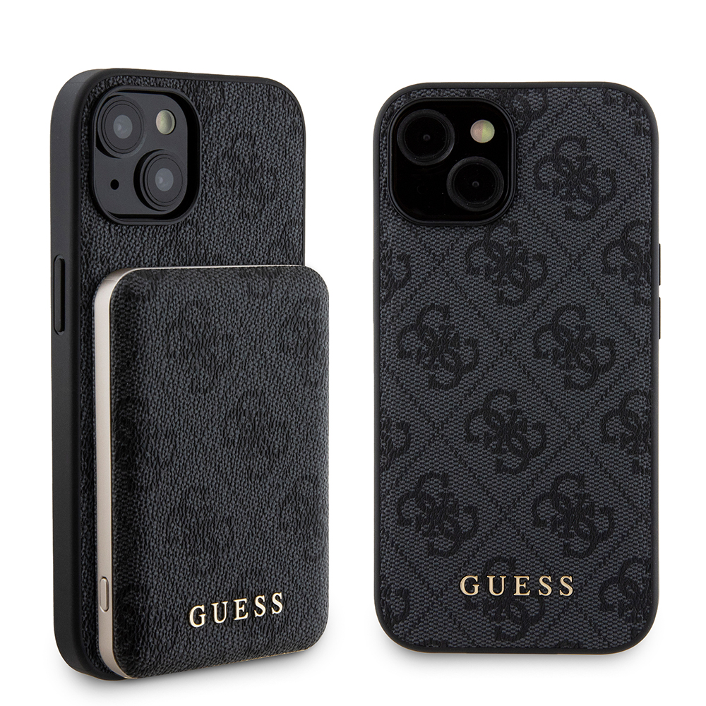 Калъф за iPhone 15 - Guess Hardcase Powerbank MagSafe (GUBPM5P15S4GEMGK) - Черен