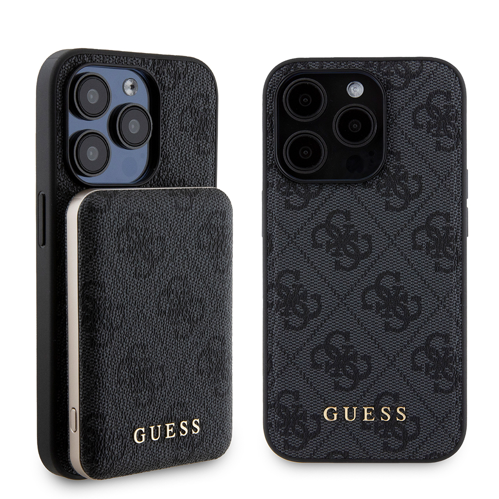 Калъф за iPhone 15 Pro - Guess Hardcase Powerbank MagSafe (GUBPM5P15L4GEMGK) - Черен
