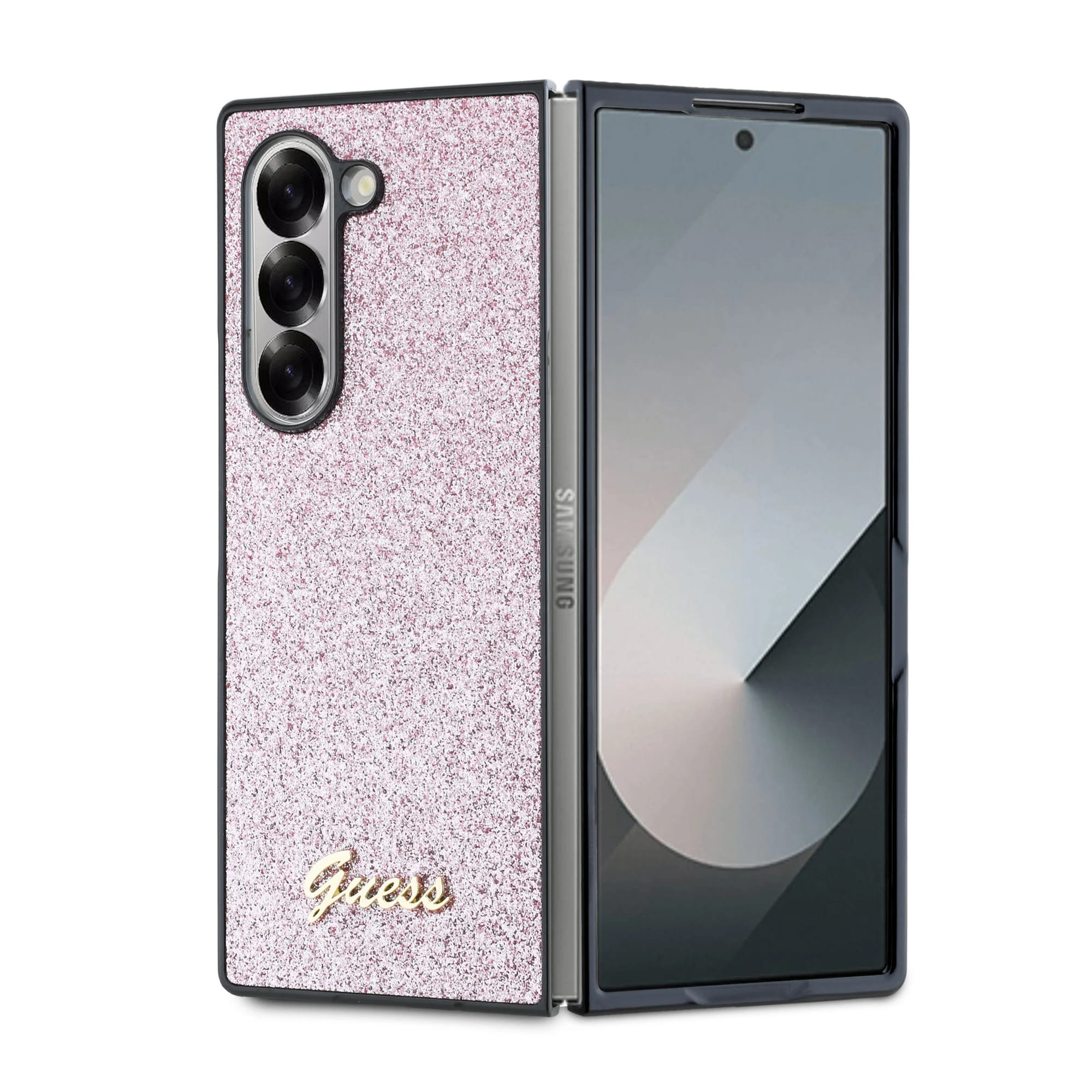Чантичка за Samsung Galaxy Z Fold6 - Guess Glitter Script (GUHCZFD6HGGSHP) - розова