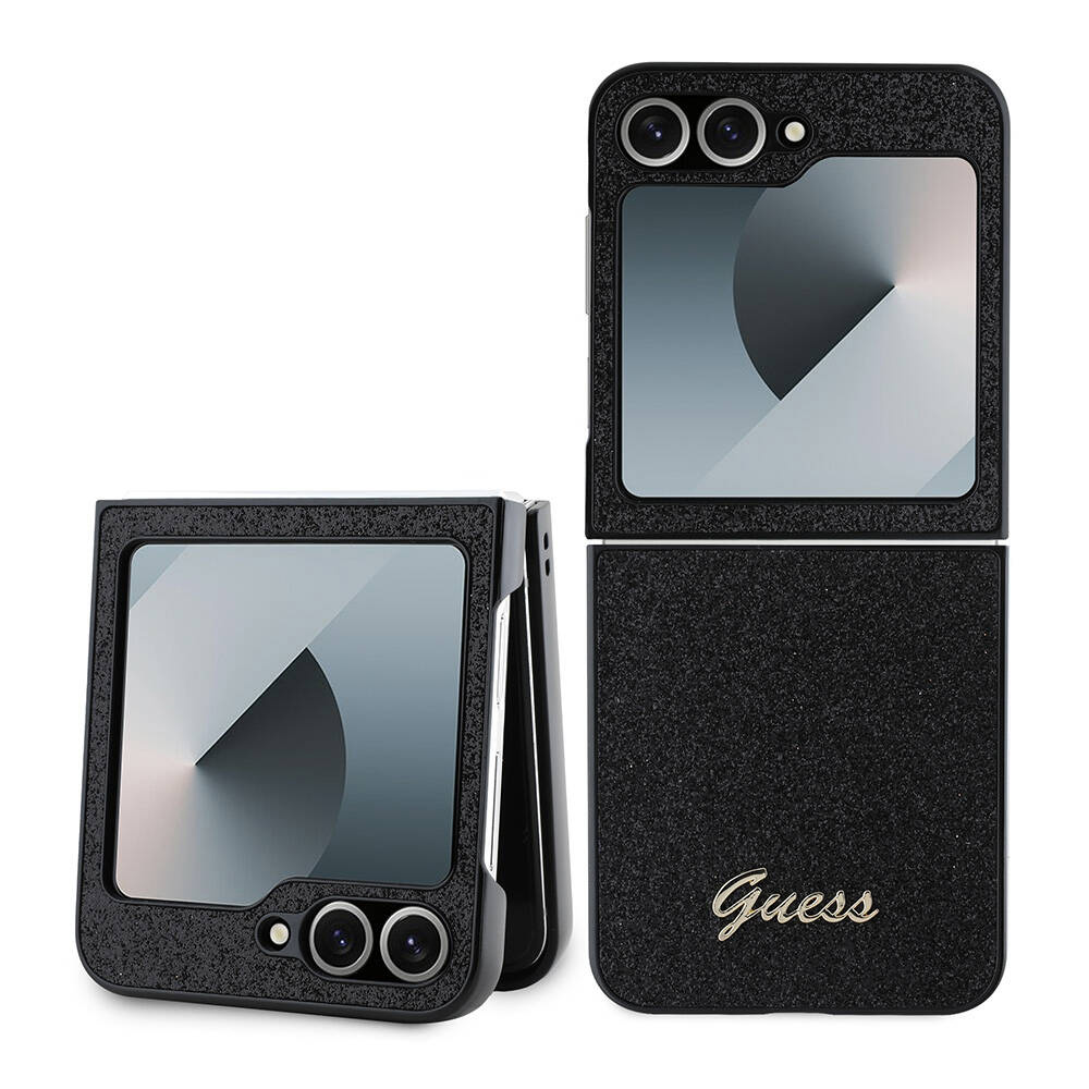 Калъф за Samsung Galaxy Z Flip6 / Flip7 FE - Guess Glitter Script (GUHCZZF6HGGSHK) - Черен
